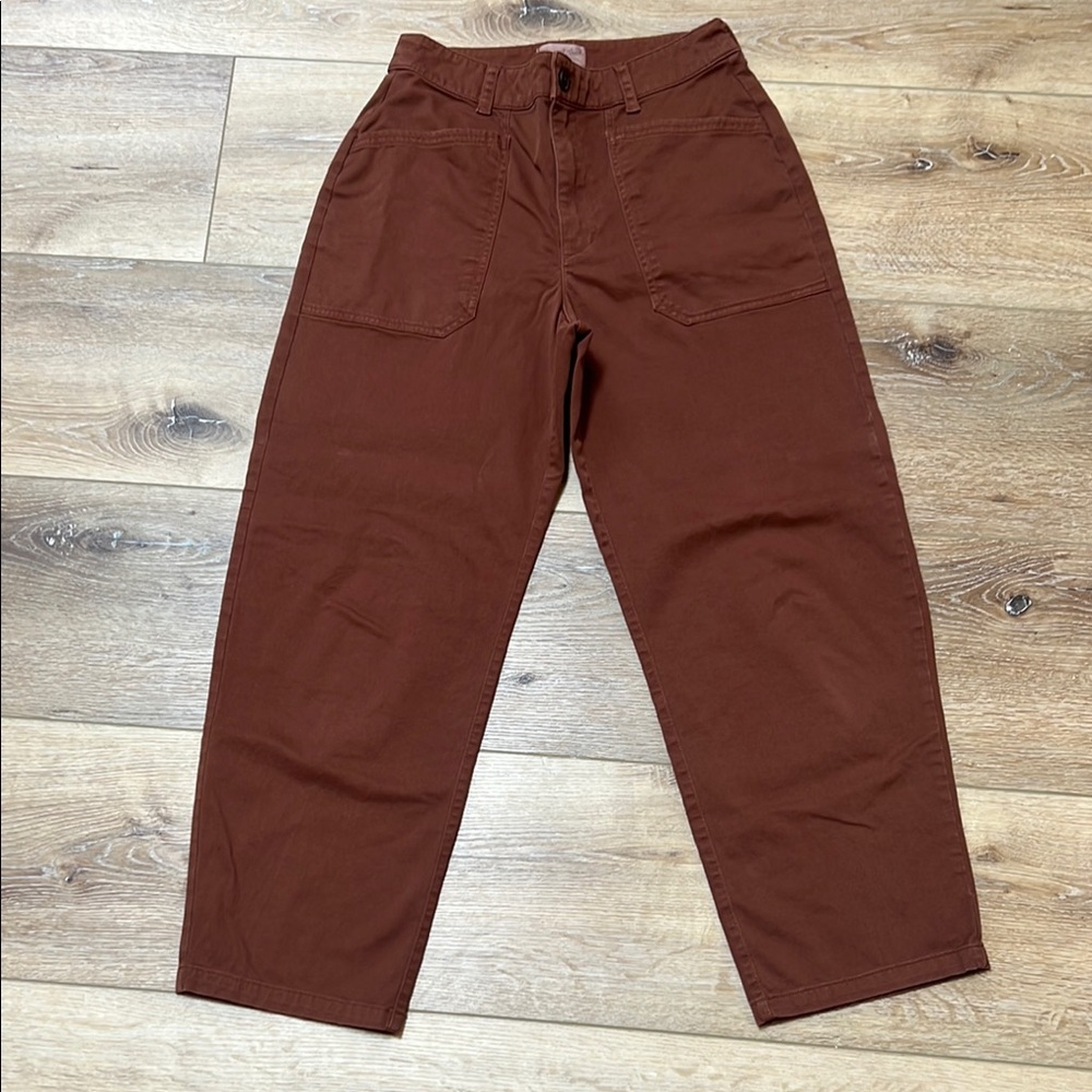 Dark camel cropped khakis